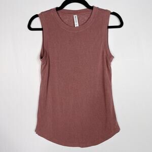 Athleta 2XS XXSmall Mauve Orange Breezy Tank Top Crew Neck Side Split Modal